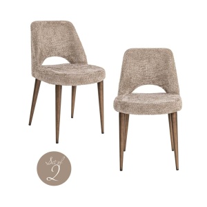 SET 2 SCAUNE DINING DELPHINE LOVELY NATURE, 213622, CONFECTIONAT DIN POLIESTER, METAL SI SPUMA, MARO/BEJ, STIL MODERN