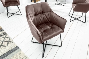 SET 2 SCAUNE, LOFT, TAPITAT IN CATIFEA MARO, COD 42473, STIL INDUSTRIAL - Img 1