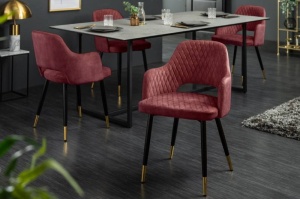 SET 2 SCAUNE, PARIS, DE CULOARE ROSIE, DIN CATIFEA, COD 42291, ASPECT RETRO - Img 1