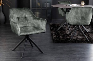 SET 2 SCAUNE, ROTATIV CU BRATE, LOFT, CATIFEA VERDE, COD 42393, STIL LOFT - Img 1