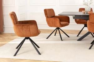 SET 2 SCAUNE ROTATIVE, UNIQUE, 180 GRADE, DIN MATERIAL CHENILLE CARAMIZIU SI PICIOARE METAL, ARTIM GROUP SELECTION