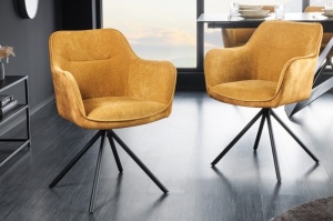 SET 2 SCAUNE ROTATIVE, VERONA, GALBEN MUSTAR, METAL SI CATIFEA, DESIGN MODERN, ARTIM GROUP SELECTION