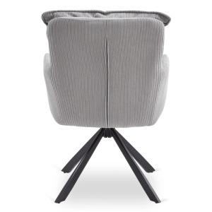 SET 4 SCAUNE, ARTIM MEBLE, REALIZAT DIN MATERIAL CATIFEA RAIAT GRI SI METAL, STIL MODERN - Img 9
