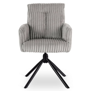 SET 4 SCAUNE ROTATIVE, ARTIM MEBLE, REALIZAT DIN CATIFEA RAIAT GRI SI METAL, STIL MODERN - Img 5