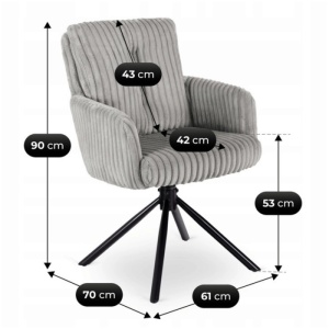 SET 4 SCAUNE ROTATIVE, ARTIM MEBLE, REALIZAT DIN CATIFEA RAIAT GRI SI METAL, STIL MODERN - Img 8
