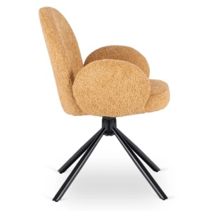 SET 4 SCAUNE ROTATIVE, ARTIM MEBLE, REALIZAT DIN MATERIAL BOUCLE GALBEN MUSTAR SI METAL, STIL MODERN - Img 6