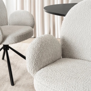 SET 4 SCAUNE ROTATIVE, ARTIM MEBLE, REALIZAT DIN MATERIAL BOUCLE GRI SI METAL, STIL MODERN - Img 3