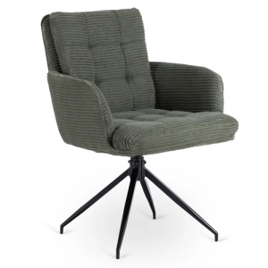 SET 4 SCAUNE ROTATIVE, ARTIM MEBLE, REALIZAT DIN MATERIAL CATIFEA RAIAT VERDE SI METAL, STIL MODERN - Img 5