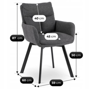 SET 4 SCAUNE ROTATIVE, ARTIM MEBLE, REALIZAT DIN MATERIAL TEXTIL GRI INCHIS SI CADRUL DIN METAL, STIL MODERN - Img 9