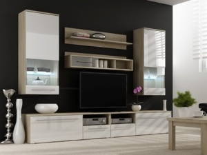 SET LIVING CU LED LUNA STEJAR SONOMA/ALB LUCIOS DESIGN MODERN CM