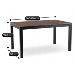 SET MOBILIER DE GRADINA/TERASA,ARGOS 160-260CM, ARTIM MEBLE, MASA SI 8 FOTOLII, DIN TEHNORATAN SI COMPOZIT, CULOARE NUC/NEGRU - Img 11