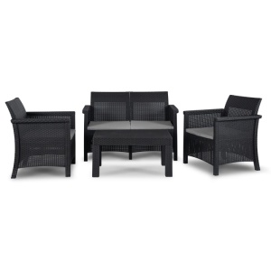 SET MOBILIER DE GRADINA/TERASA, BRENTA, ARTIM MEBLE, DIN TEHNORATAN, CULOARE NEAGRA/GRI - Img 3
