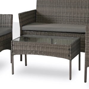 SET MOBILIER DE GRADINA/TERASA, MISSISSIPI, ARTIM MEBLE, DIN METAL, TECHNORATAN SI STICLA, CULOARE GRI - Img 10