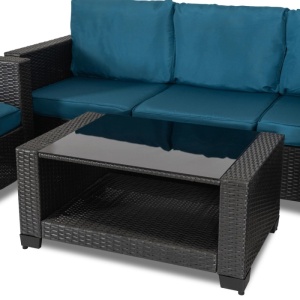 SET MOBILIER DE GRADINA/TERASA, OLIMPIA, ARTIM MEBLE, DIN TECHNORATAN SI STICLA, CULOARE GRI/ALBASTRU - Img 6