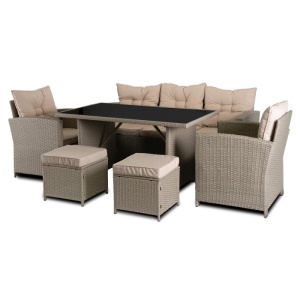 SET MOBILIER DE LUAT MASA, GRADINA/TERASA, COLORADO, ARTIM MEBLE, DIN METAL, TECHNORATAN SI STICLA, CULOARE BEJ - Img 15