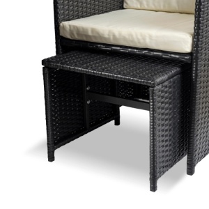 SET MOBILIER GRADINA, ARTIM MEBLE, REALIZAT DIN POLIRATAN SI TEXTIL, CULOARE NEGRU/CREM, STIL MODERN - Img 9