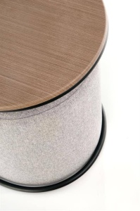 SET PAMPA - MASUTA CU DOI TABURETI, STEJAR/NEGRU/GRI, DIN MDF FURNIRUIT, METAL SI TEXTIL, STIL MODERN, HALMAR - Img 5