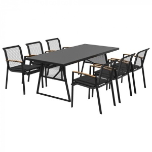 SET TERASA, 7 PIESE, MASA SI 6 SCAUNE, METAL SI RATAN, ARTIM GROUP COLLECTION