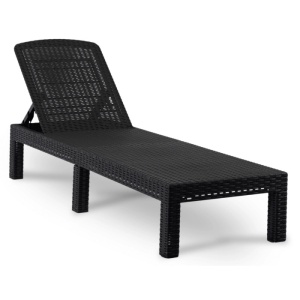SEZLONG PLAJA PLIABIL, ARTIM MEBLE, REALIZAT DIN TEHNORATAN, CULOARE NEAGRA, STIL MODERN - Img 13