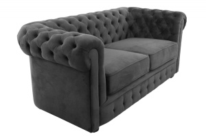 SOFA CHESTERFIELD 164CM GRI DIN STOFA DE LUX DESIGN DEOSEBIT - Img 2