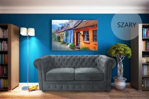 SOFA CHESTERFIELD 164CM GRI DIN STOFA DE LUX DESIGN DEOSEBIT - Img 4