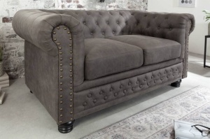 SOFA CHESTERFIELD II 150CM, 2 LOCURI, COD 40518, GRI ANTICHIZAT - Img 2