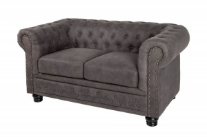 SOFA CHESTERFIELD II 150CM, 2 LOCURI, COD 40518, GRI ANTICHIZAT - Img 6