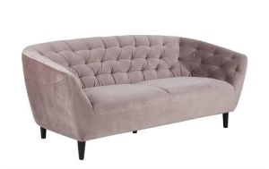 SOFA CONFORTABILA, RIA 3 ROZ PRAFUIT, CU TAPITERIE DIN TEXTIL SI LEMN, STIL SCANDINAV B2