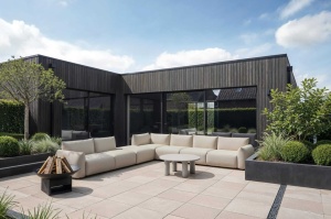 SOFA CU 2 LOCURI PENTRU EXTERIOR DAWSON, BEJ ALPIN, 214528, CONFECTIONAT DIN SPUMA, ALUMINIU, POLIESTER SI POLIPROPILENA, RICHMOND INTERIORS