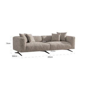 SOFA HOXTON CU 3 LOCURI BE TRENDY 170 BEIGE, S5170, CONFECTIONATA DIN LEMN DE PIN, METAL, SPUMA SI 100% POLIESTER, RICHMOND INTERIOR - Img 7