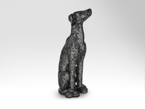 STATUETA DECORATIVA DOGO 543962, GREYHOUND, NEGRU SI ARGINTIU, DIN STICLA SI FIBRA DE STICLA, STIL MODERN, SCHULLER - Img 4
