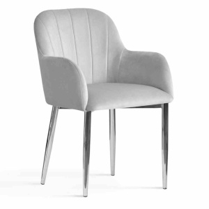 STOC 2 BUC!!!! SCAUN DINING TULIP, GRI/CROM, TAPITERIE DIN CATIFEA SI PICIOARE DIN METAL, STIL MODERN