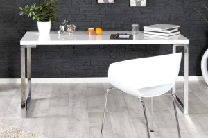 STOC!!! BIROU MODERN, 140X60, DIN MDF LUCIOS, WHITE DESK, ARTIM GROUP COLLECTION