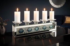 SUPORT PENTRU LUMANARI DIAMANT AGATE 38994 ALBASTRU/ARGINTIU STIL MODERN