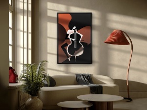 TABLOU DECORATIV CU LED, VIOLONCEL 120CM, PANZA IMPRIMATA, DESIGN EXCLUSIV