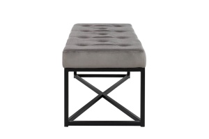 TABURET/MASUTA DE CAFEA CROSSOVER 90X40 GRI, CONFECTIONAT DIN CATIFEA SI OTEL, STIL MODERN - Img 3