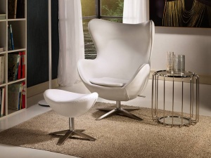 TABURET/SCAUN PENTRU PICIOARE EGG, COD 594629, ALB, STIL MODERN, SCHULLER - Img 1