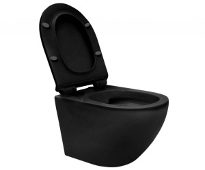 VAS DE TOALETA REA CARLO, NEGRU MAT, CAPAC IMITATIE PIATRA, DESIGN MODERN, CALITATE SUPERIOARA, REA - Img 3