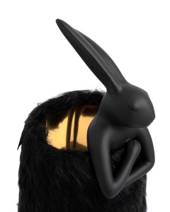 VEIOZA RABBIT FUR 50 CM NEGRU/AURIU, CONFECTIONATA DIN RASINA, TEXTIL PLUSAT SI METAL, STIL MODERN - Img 3