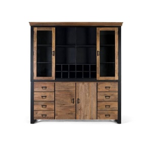 VITRINA LIVING 220CM, NATURAL/NEGRU, DIN LEMN DE MANGO SI METAL, GINER Y COLOMER