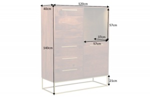 VITRINA STRAIGHT 120 CM 40290 DIN LEMN MASIV DE SALCAM STIL VINTAGE - Img 2