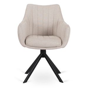 10X SCAUN ROTATIV, ARTIM MEBLE, REALIZAT DIN MATERIAL TEXTIL, CULOARE CREM, STIL MODERN - Img 6