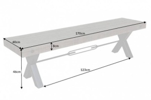 BANCA, THOR 170CM, COD 40444, METAL SI LEMN PIN GRI, DESIGN INDUSTRIAL - Img 7
