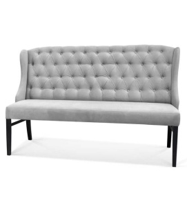 BANCUTA/SOFA ROYAL CHESTERFIELD, GRI/NEGRU, TAPITERIE DIN CATIFEA SI PICIOARE DIN LEMN, STIL MODERN