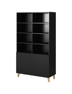 BIBLIOTECA LIVING, CAMA-PAFOS-REGAL-CZ/CZ 176CM, NEGRU MAT, PLACI LAMINATE SI MDF, DESIGN MODERN - Img 4