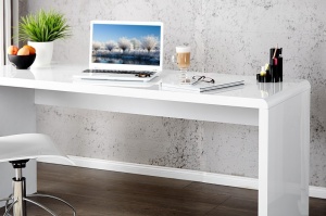 BIROU ALB 120CM, FAST TRADE 15806 DIN MDF, HIGH GLOSS DESIGN MODERN - Img 2