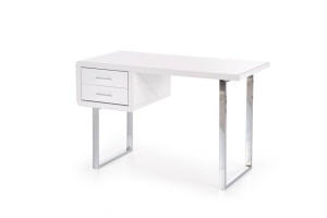 BIROU B30, ALB/CROM, DIN MDF LACUIT SI PICIOARE DIN METAL, STIL MODERN - Img 2