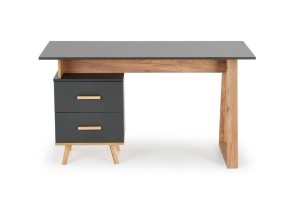 BIROU SERGIO, ANTRACIT/STEJAR WOTAN, DIN LEMN MASIV SI MDF FURNIRUIT, STIL MODERN - Img 8
