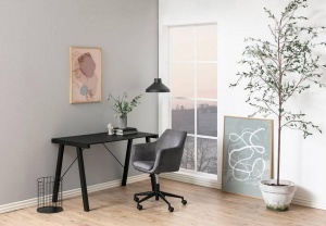 BIROU TYPHOON, NEGRU, 125 CM, DIN METAL SI STICLA, STIL MODERN, B2