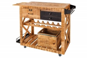 BUFET 90CM, BODEGA, LEMN MASIV SI ROTI, COD 42305 - Img 5